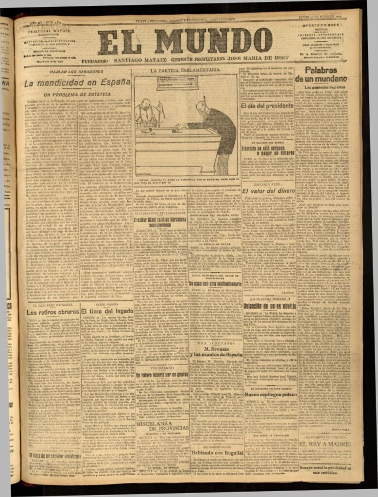 Miniatura de El Mundo del 27 de junio de 1921 (edición de provincias)
