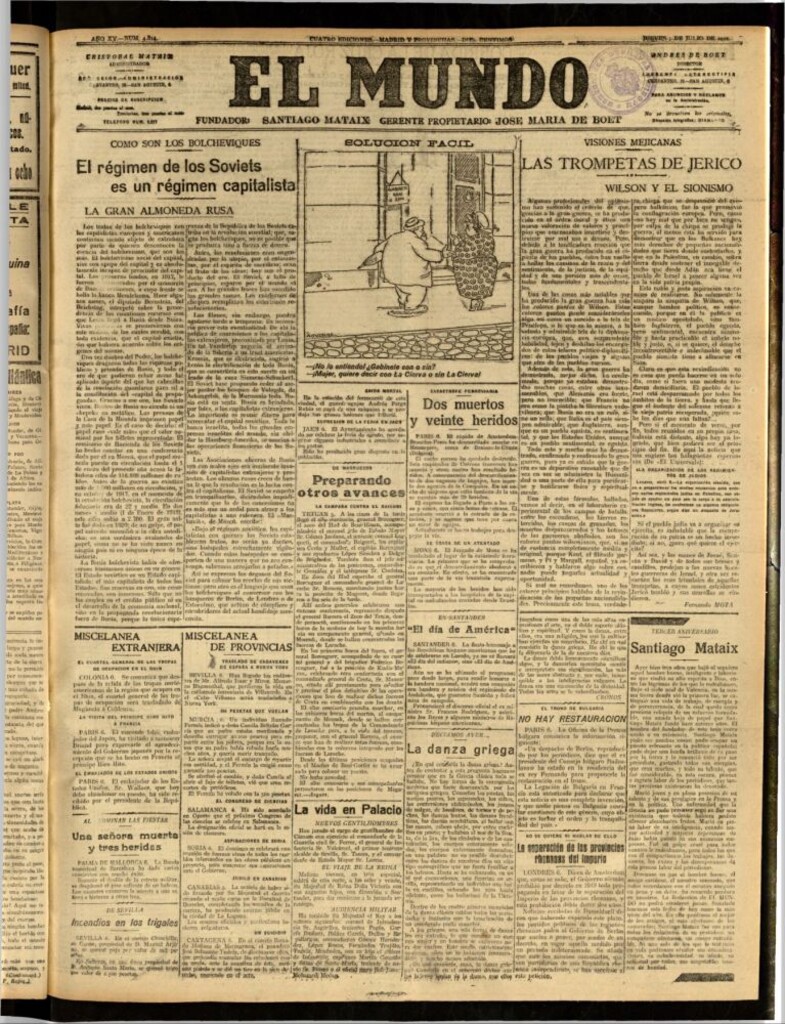 Miniatura de El Mundo del 7 de julio de 1921 (edición de provincias)