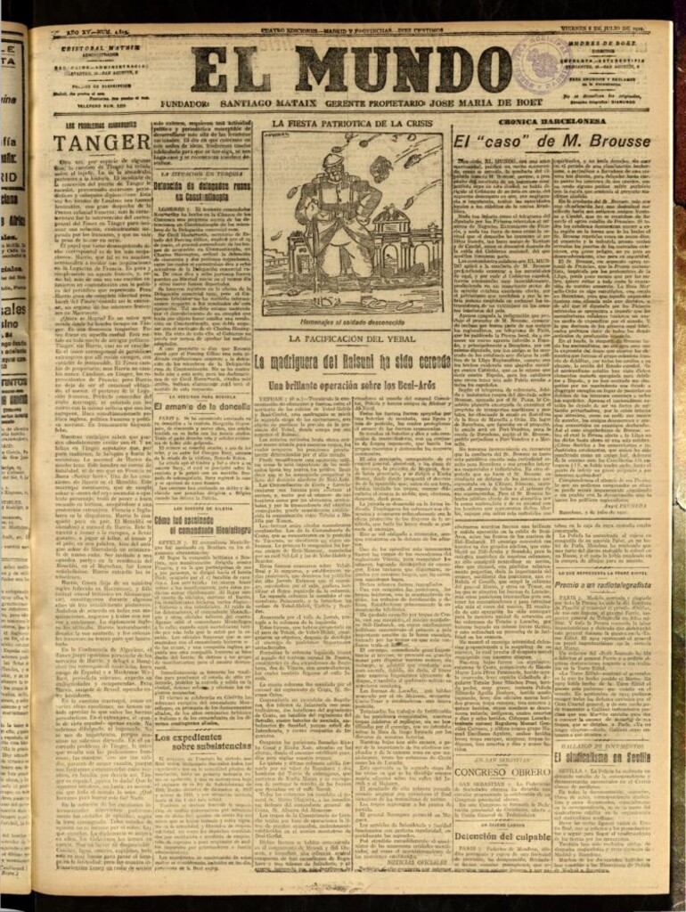 Miniatura de El Mundo del 8 de julio de 1921 (edición de provincias)
