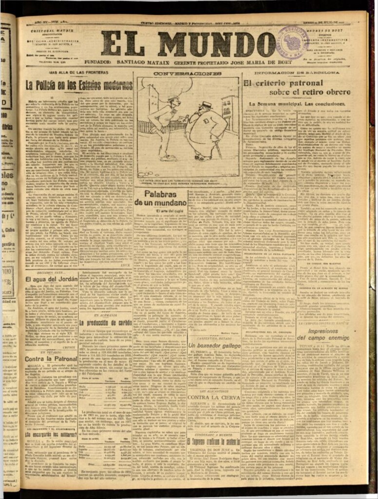 Miniatura de El Mundo del 11 de julio de 1921 (edición de provincias)