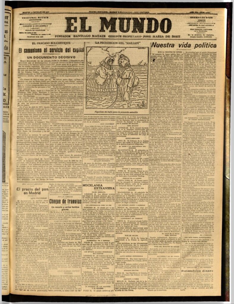 Miniatura de El Mundo del 19 de julio de 1921 (edición de provincias)