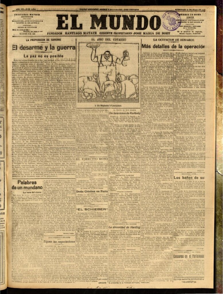 Miniatura de El Mundo del 20 de julio de 1921 (edición de provincias)
