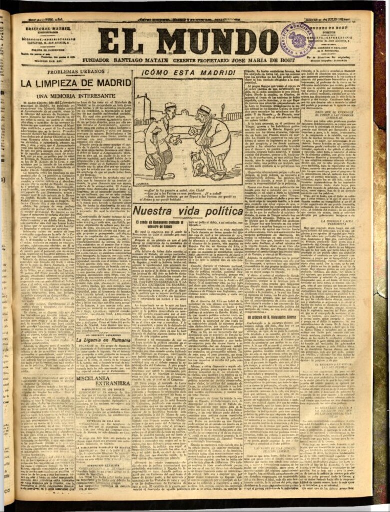 Miniatura de El Mundo del 21 de julio de 1921 (edición de provincias)