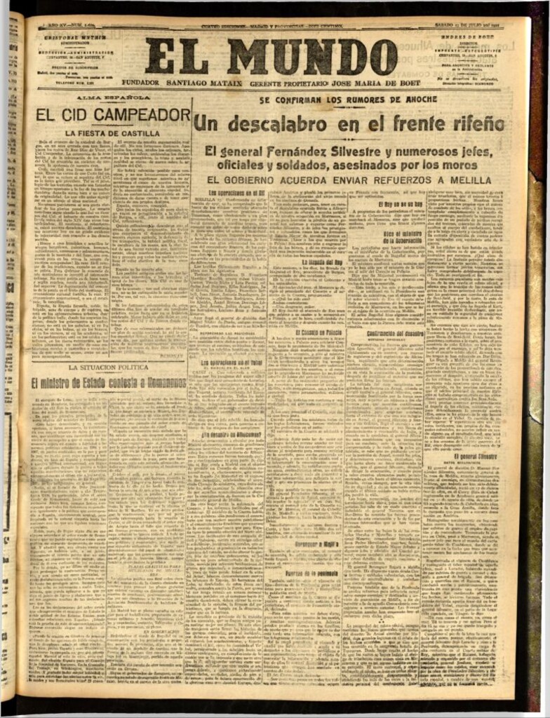Miniatura de El Mundo del 23 de julio de 1921 (edición de provincias)