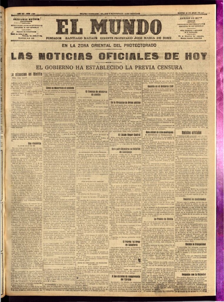 Miniatura de El Mundo del 26 de julio de 1921