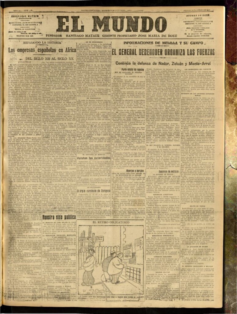 Miniatura de El Mundo del 30 de julio de 1921 (edición de provincias)