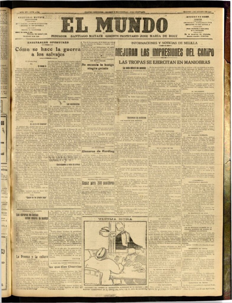 Miniatura de El Mundo del 2 de agosto de 1921 (edición de provincias)