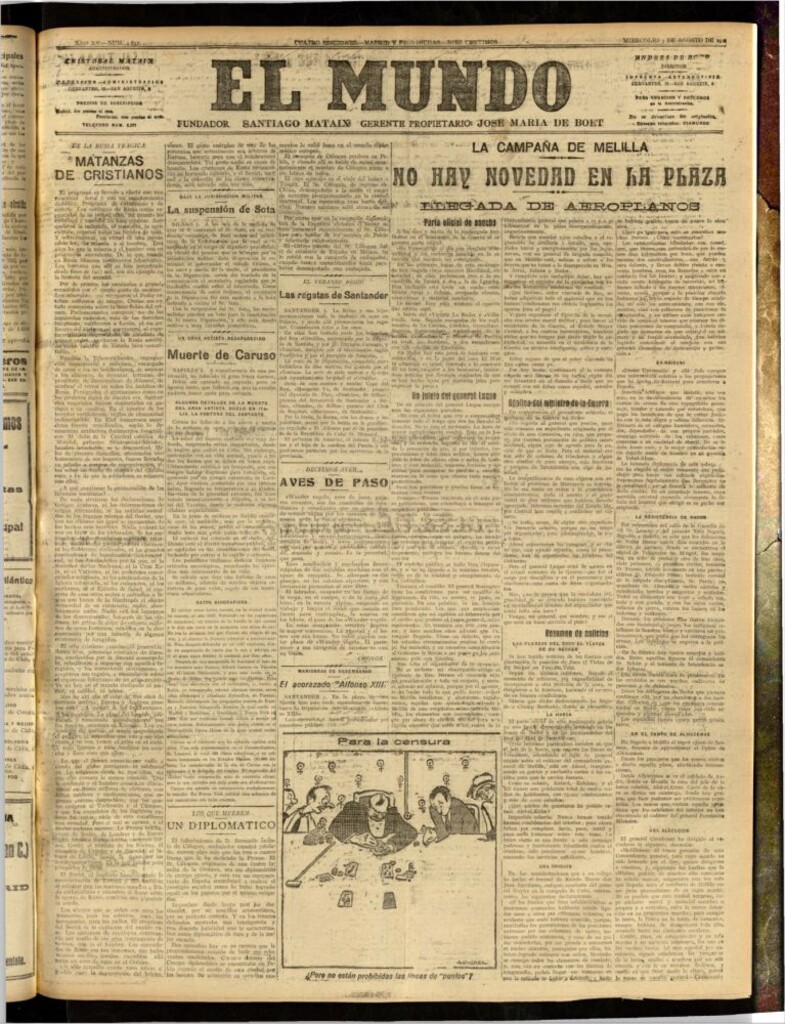 Miniatura de El Mundo del 3 de agosto de 1921 (edición de provincias)