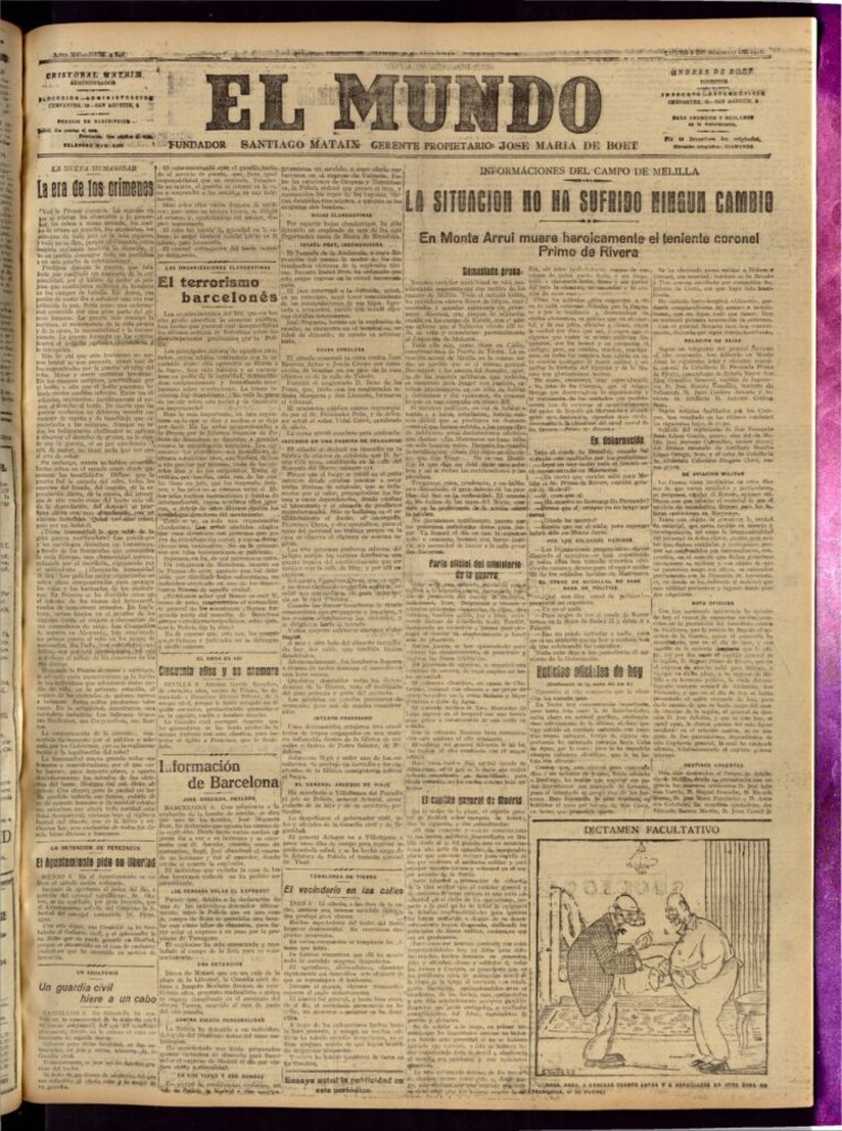 Miniatura de El Mundo del 8 de agosto de 1921
