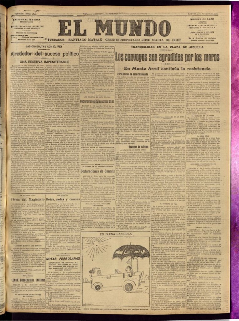 Miniatura de El Mundo del 9 de agosto de 1921