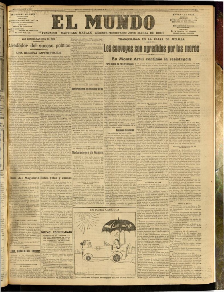 Miniatura de El Mundo del 9 de agosto de 1921 (edición de provincias)