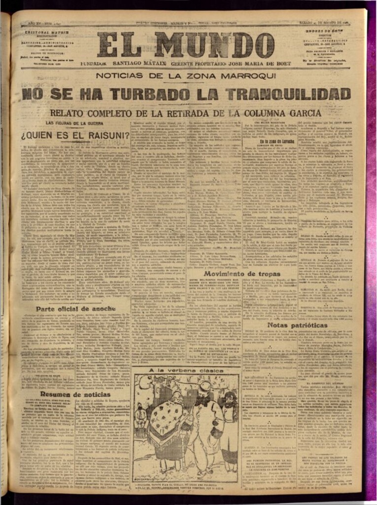 Miniatura de El Mundo del 13 de agosto de 1921