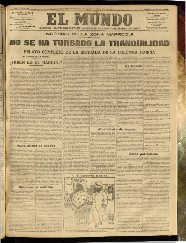 Miniatura de El Mundo del 13 de agosto de 1921 (edición de provincias)