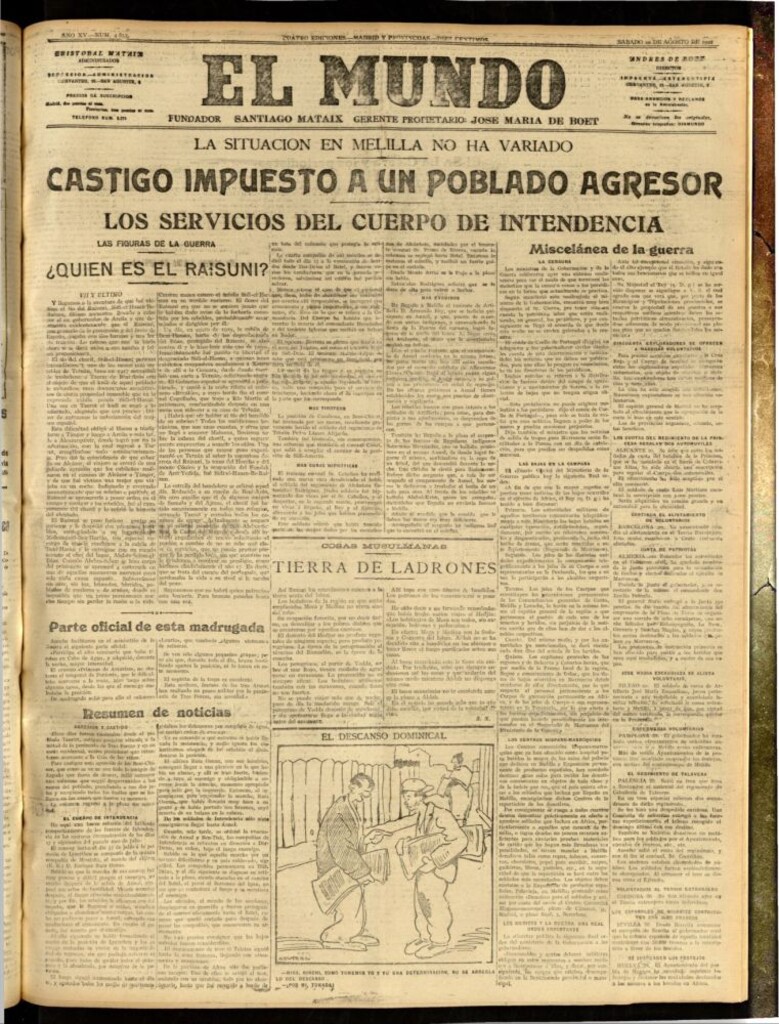 Miniatura de El Mundo del 20 de agosto de 1921 (edición de provincias)