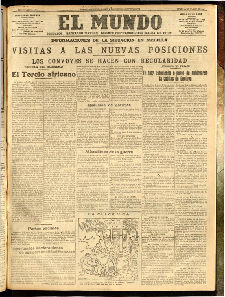 Miniatura de El Mundo del 29 de agosto de 1921 (edición de provincias)