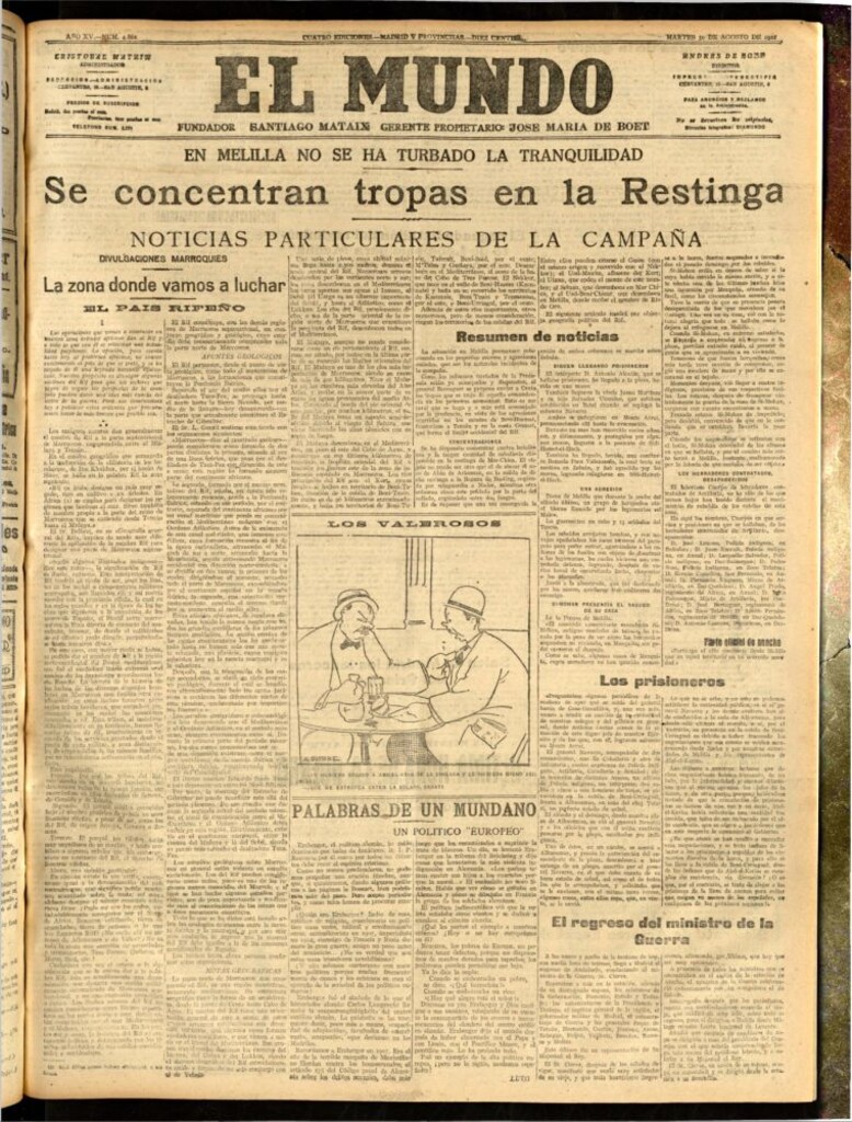Miniatura de El Mundo del 30 de agosto de 1921 (edición de provincias)