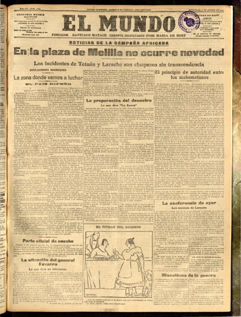 Miniatura de El Mundo del 31 de agosto de 1921 (edición de provincias)