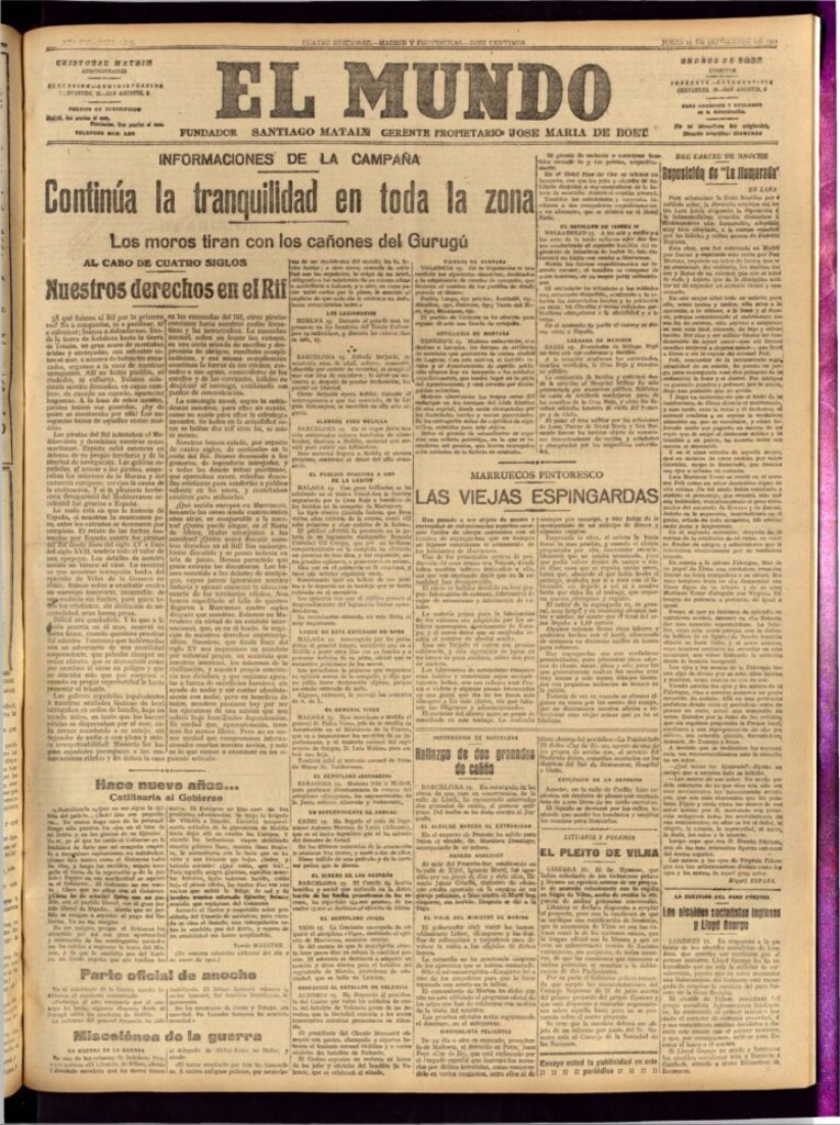 Miniatura de El Mundo del 15 de septiembre de 1921