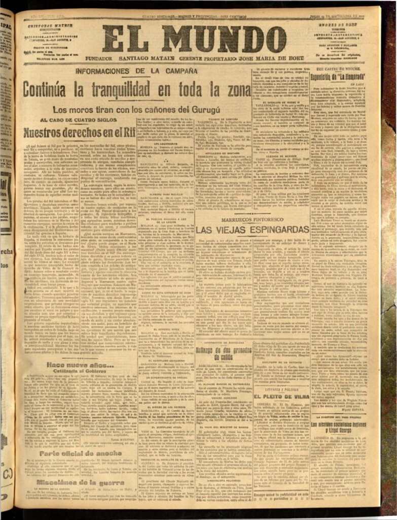 Miniatura de El Mundo del 15 de septiembre de 1921 (edición de provincias)