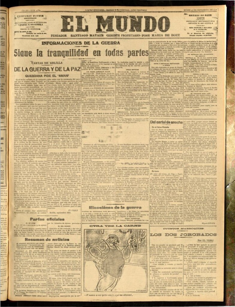 Miniatura de El Mundo del 26 de septiembre de 1921 (edición de provincias)
