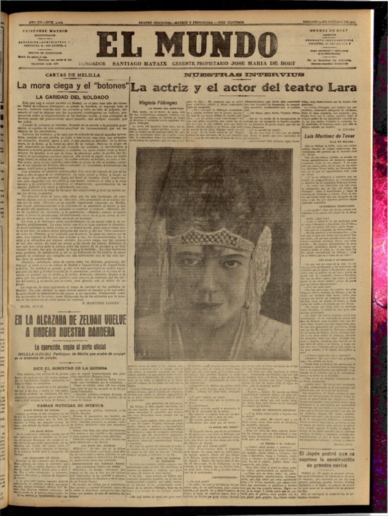 Miniatura de El Mundo del 14 de octubre de 1921 (edición de provincias)