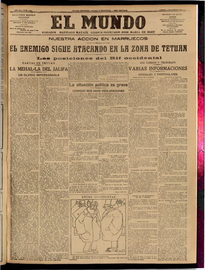 Miniatura de El Mundo del 27 de octubre de 1921 (edición de provincias)