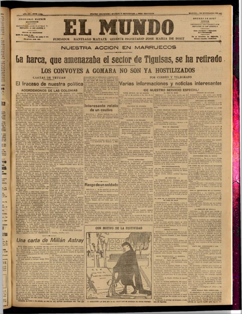 Miniatura de El Mundo del 1 de noviembre de 1921 (edición de provincias)