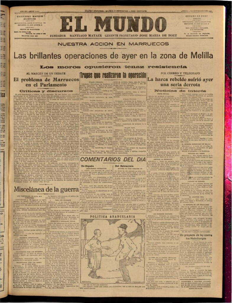 Miniatura de El Mundo del 3 de noviembre de 1921 (edición de provincias)