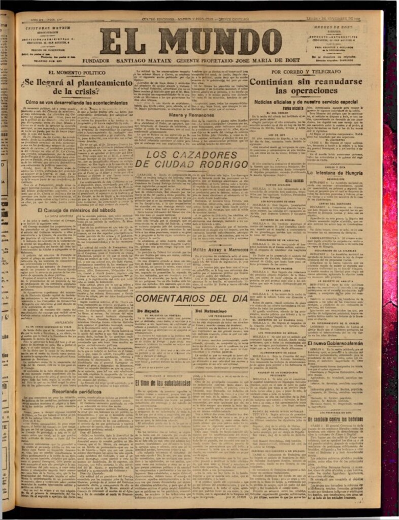 Miniatura de El Mundo del 7 de noviembre de 1921 (edición de provincias)