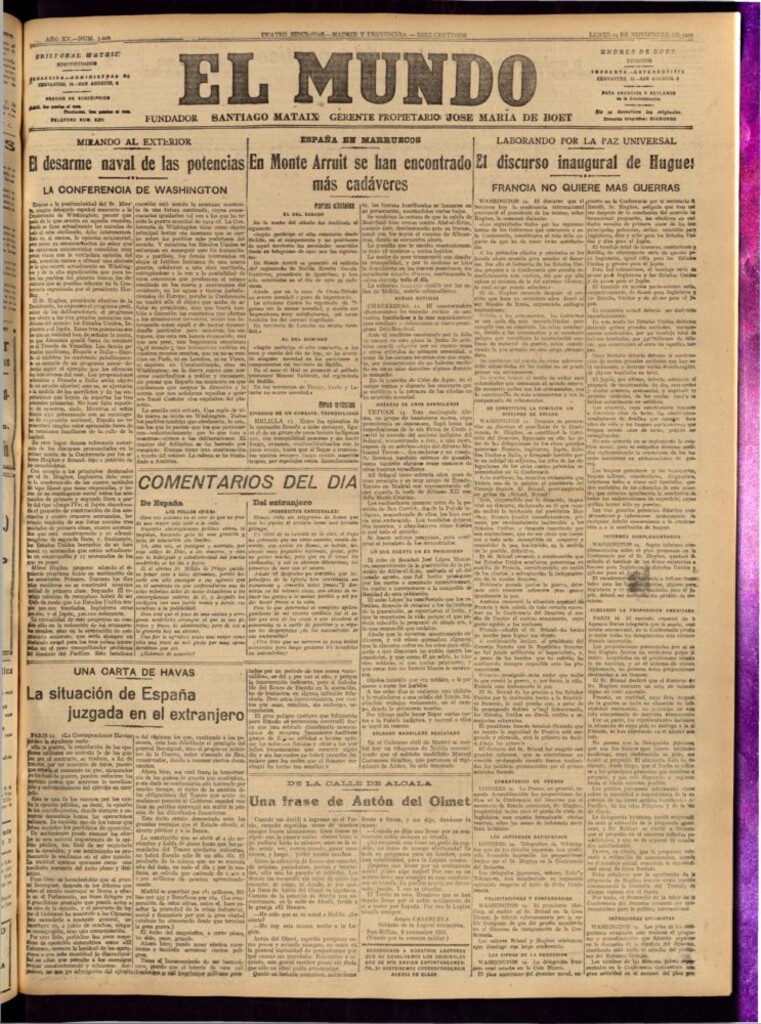 Miniatura de El Mundo del 14 de noviembre de 1921