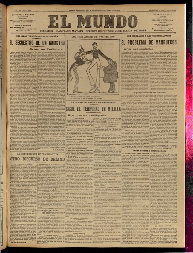 Miniatura de El Mundo del 16 de noviembre de 1921 (edición de provincias)