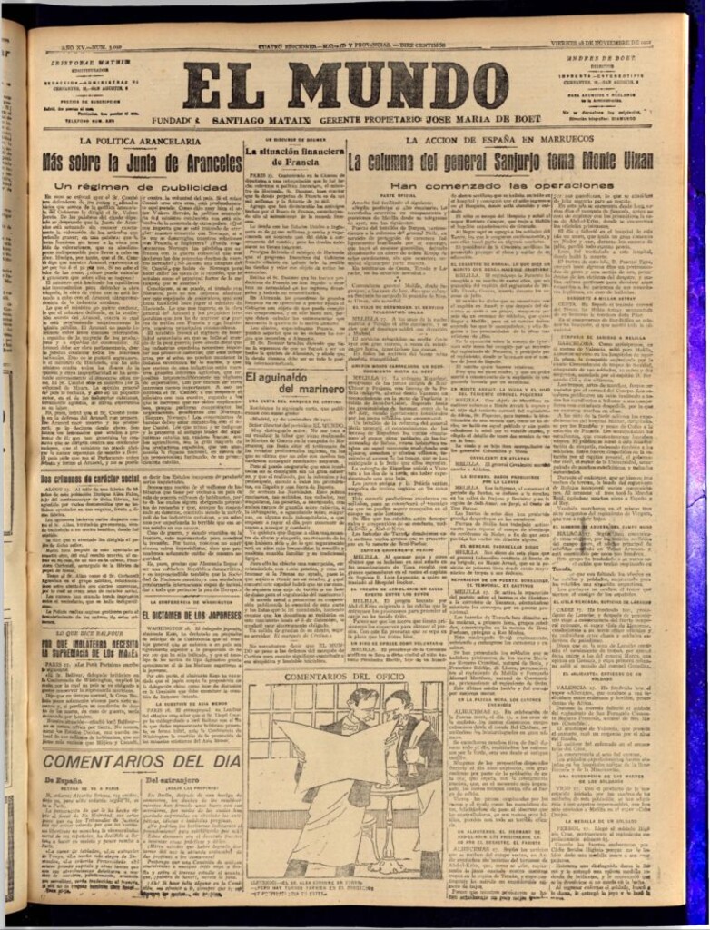 Miniatura de El Mundo del 18 de noviembre de 1921 (edición de provincias)
