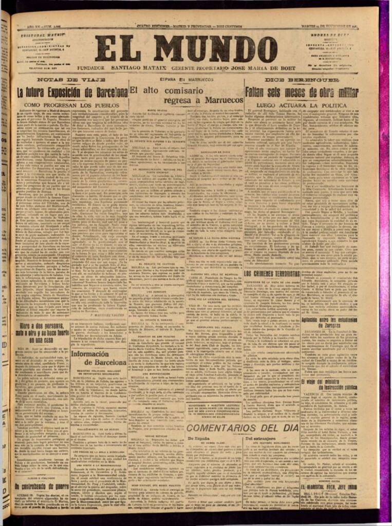 Miniatura de El Mundo del 29 de noviembre de 1921