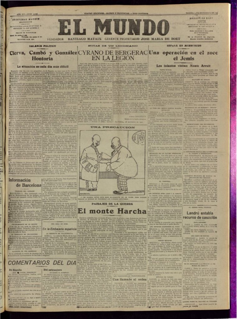 Miniatura de El Mundo del 3 de diciembre de 1921