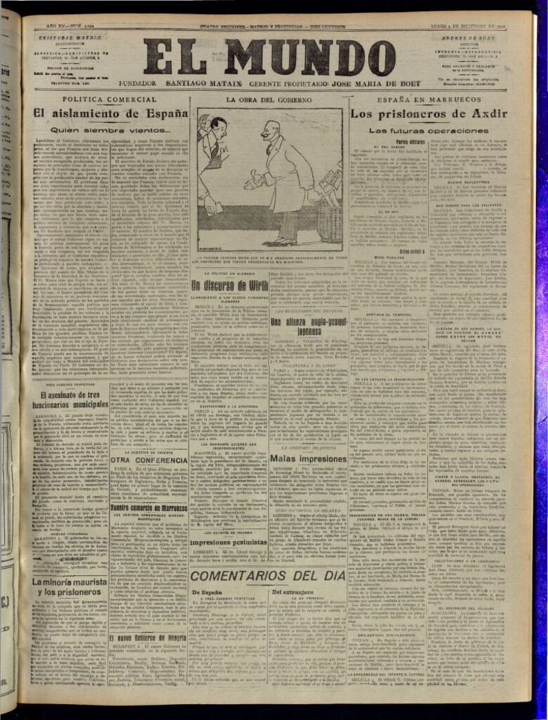Miniatura de El Mundo del 5 de diciembre de 1921 (edición de provincias)