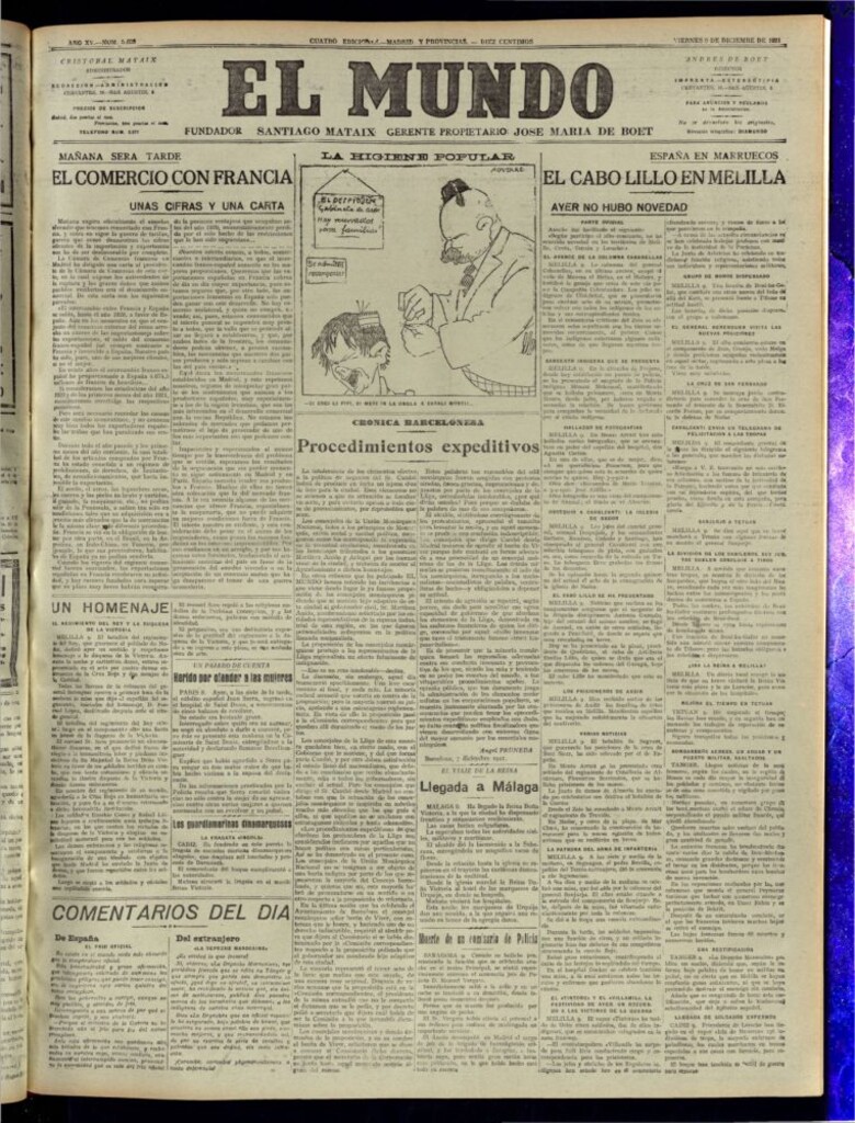 Miniatura de El Mundo del 9 de diciembre de 1921 (edición de provincias)