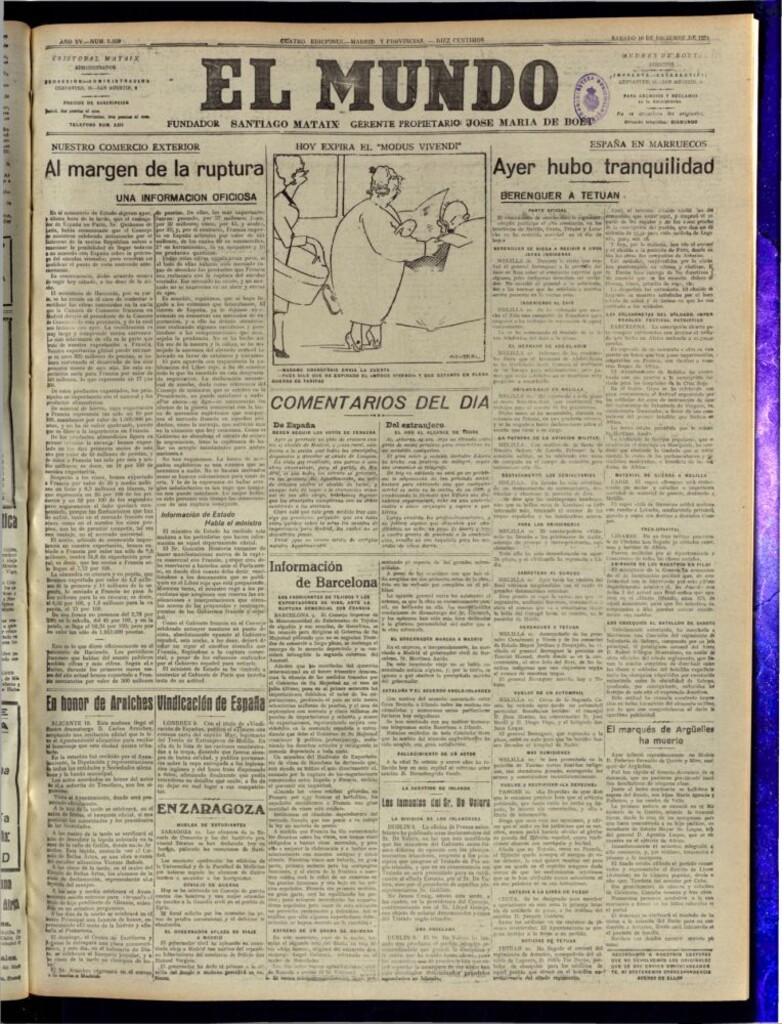 Miniatura de El Mundo del 10 de diciembre de 1921 (edición de provincias)