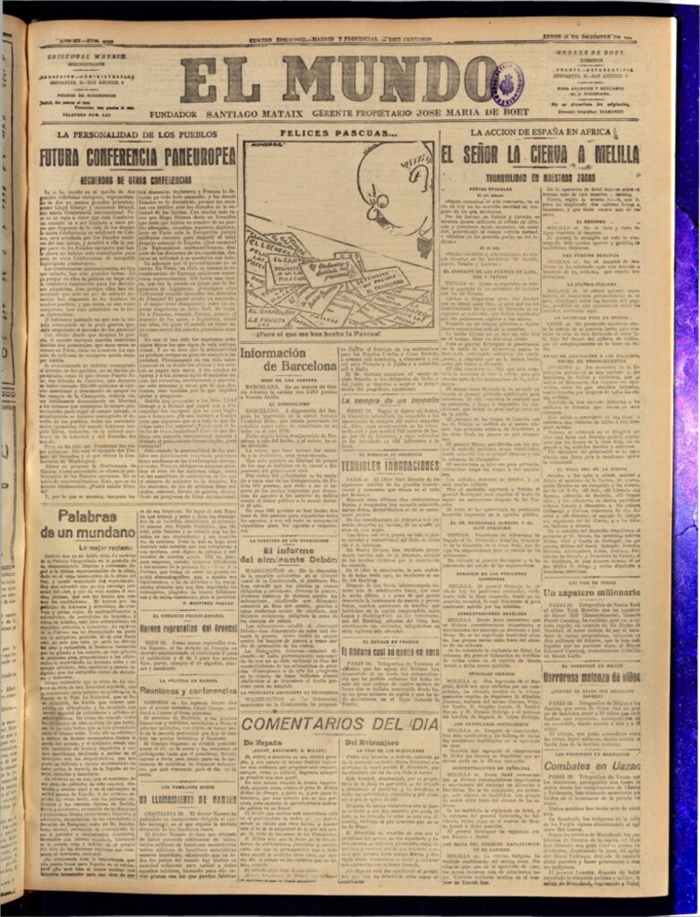 Miniatura de El Mundo del 26 de diciembre de 1921 (edición de provincias)