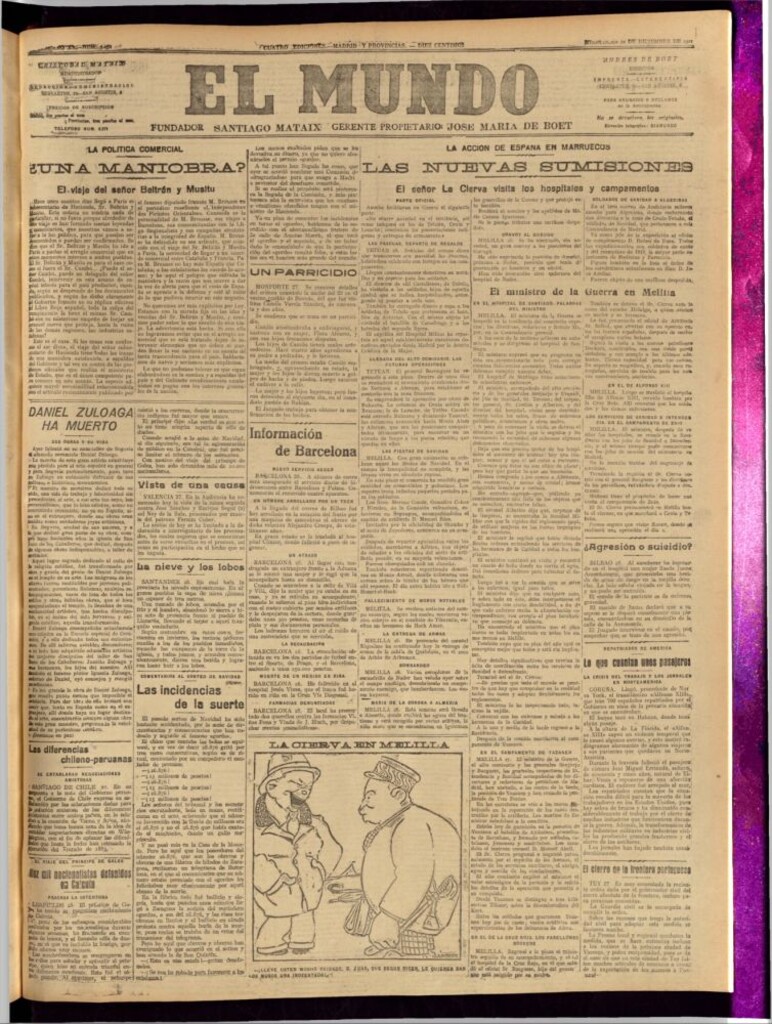 Miniatura de El Mundo del 28 de diciembre de 1921
