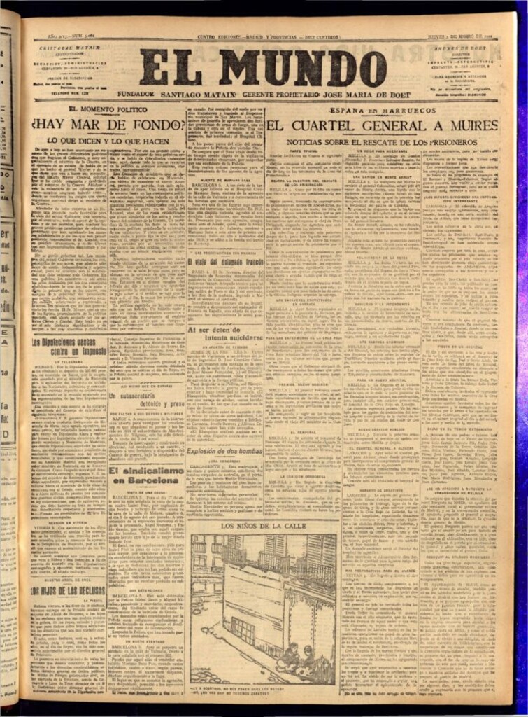 Miniatura de El Mundo del 5 de enero de 1922 (edición de provincias)