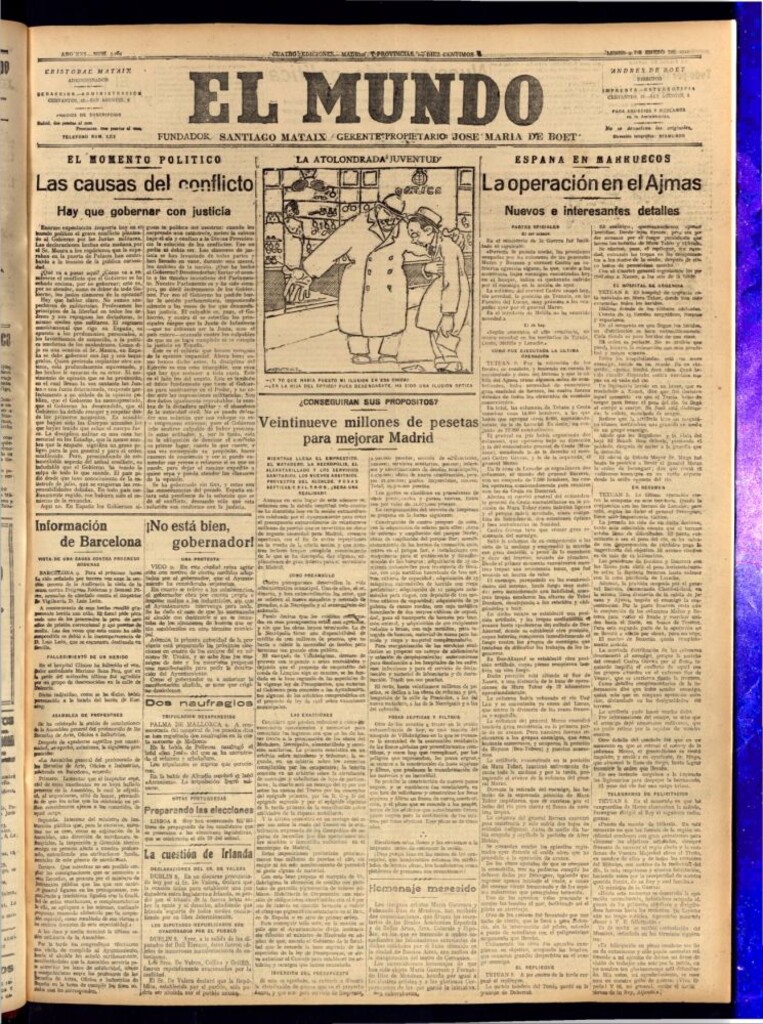 Miniatura de El Mundo del 9 de enero de 1922 (edición de provincias)