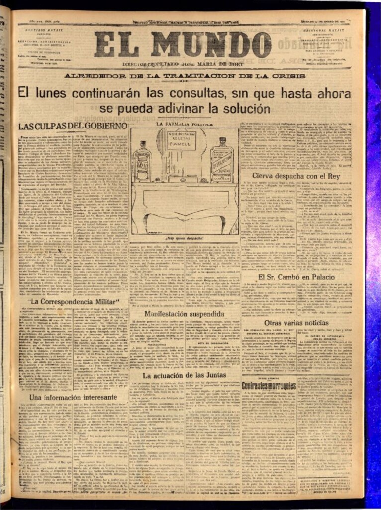 Miniatura de El Mundo del 14 de enero de 1922 (edición de provincias)