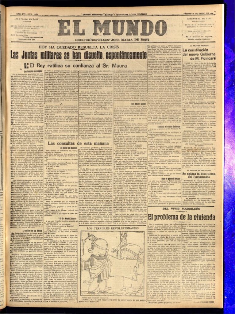 Miniatura de El Mundo del 16 de enero de 1922 (edición de provincias)