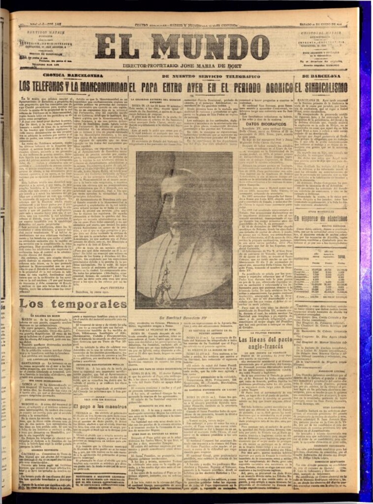 Miniatura de El Mundo del 21 de enero de 1922 (edición de provincias)