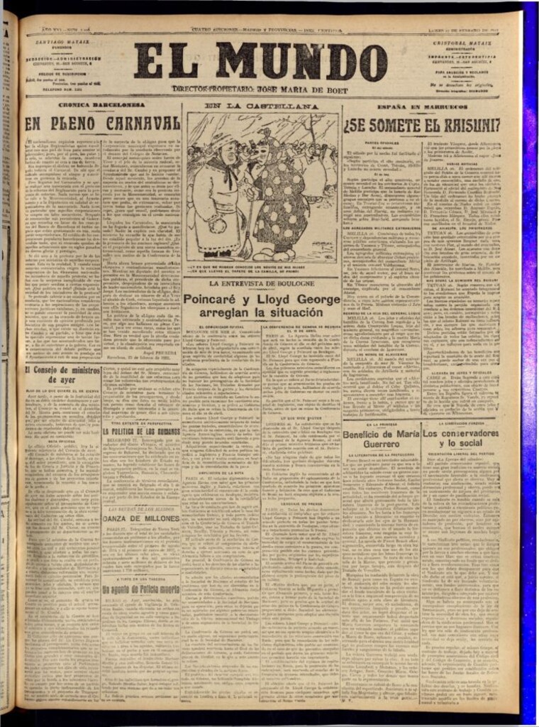 Miniatura de El Mundo del 27 de febrero de 1922 (edición de provincias)