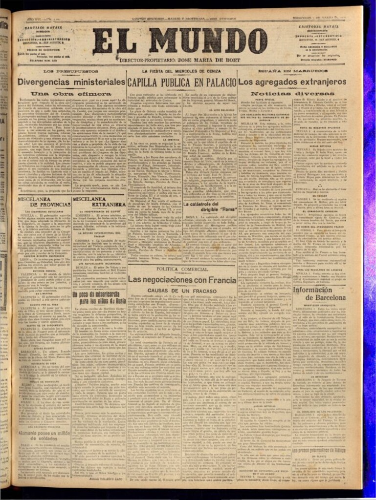 Miniatura de El Mundo del 1 de marzo de 1922 (edición de provincias)