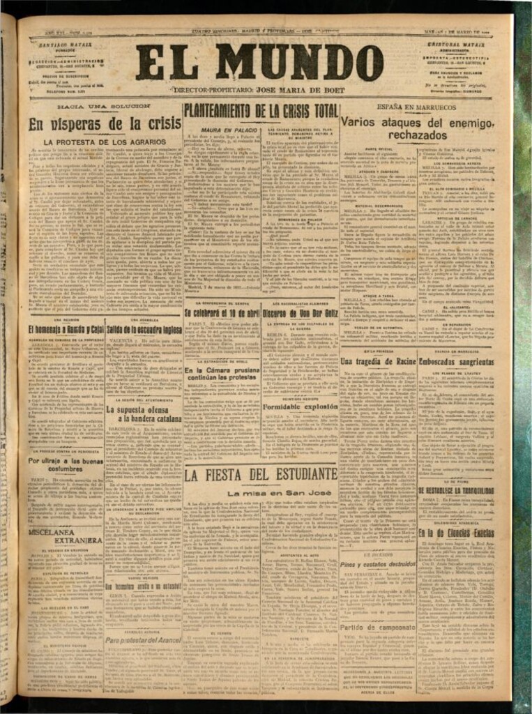 Miniatura de El Mundo del 7 de marzo de 1922 (edición de provincias)