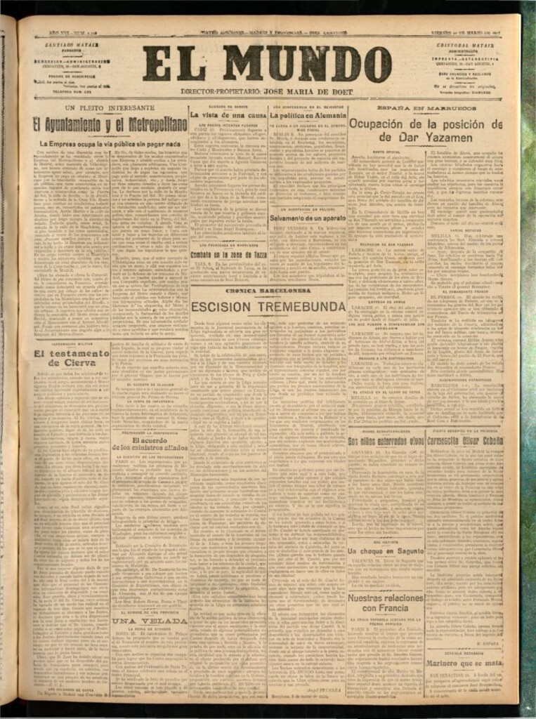 Miniatura de El Mundo del 10 de marzo de 1922 (edición de provincias)