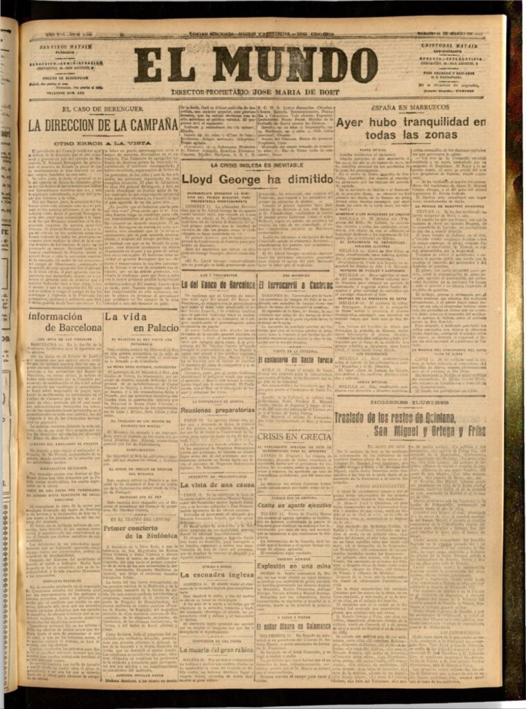 Miniatura de El Mundo del 11 de marzo de 1922