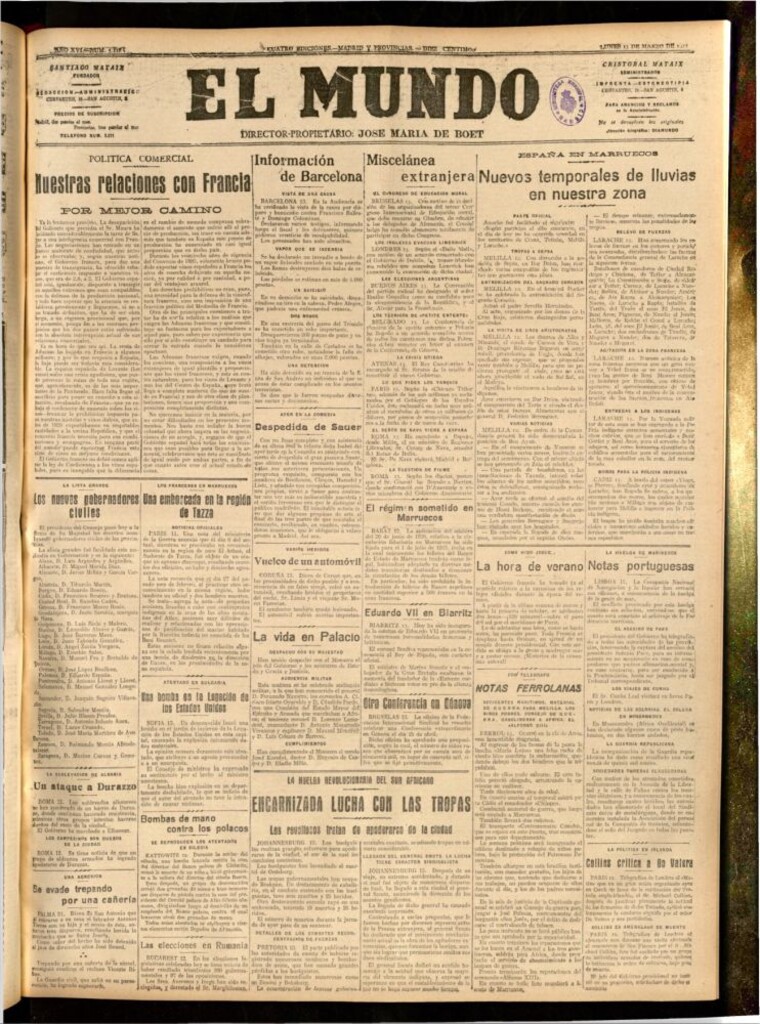 Miniatura de El Mundo del 13 de marzo de 1922